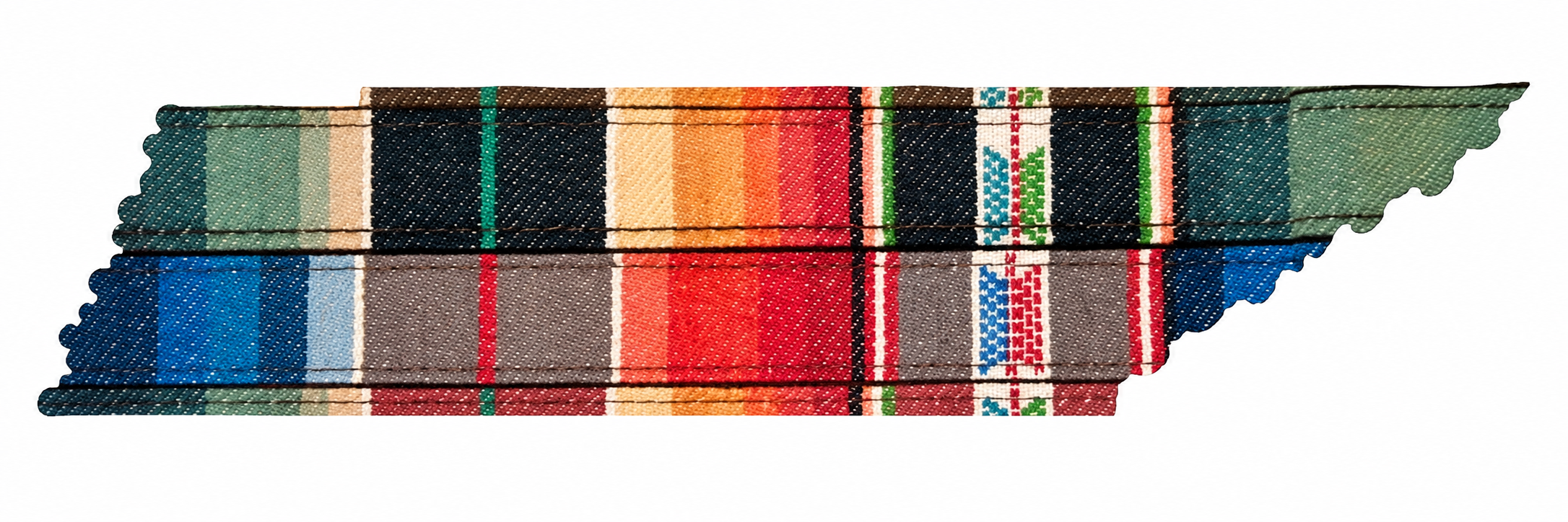 Tennessee state silhouette filled with our belt fabrics